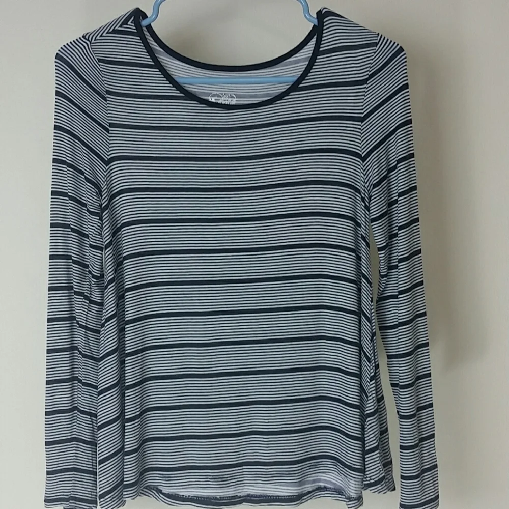 Justice t-shirt top blue white stripe long sleeve